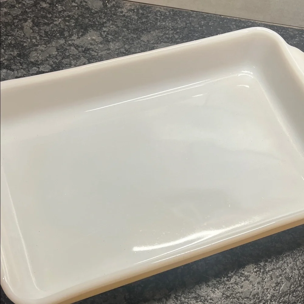 Vintage Fire King rectangular baking dish. Peach Luster. Exc condition. Holidays